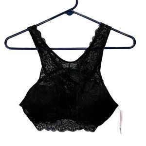 Candies Bralette Black Lace Padded size S Wireless Pullover NWT
